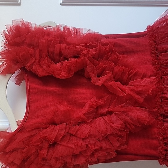 Ooh! La, La! Couture Red Tulle Dress with Rhinestones - Picture 3 of 4